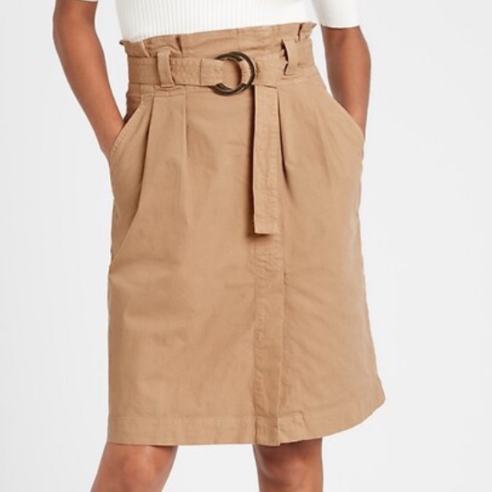 Banana Republic Tan A-Line Skirt with Tie Front